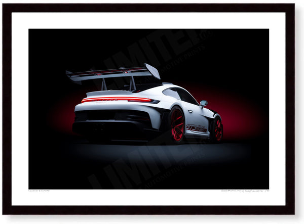 Porsche 911 GT3 RS (992) A3 (297 x 420 mm / 11.7 x 16.5 in) / Black Wood Frame (Printed on Fine Art Paper) / No Mount