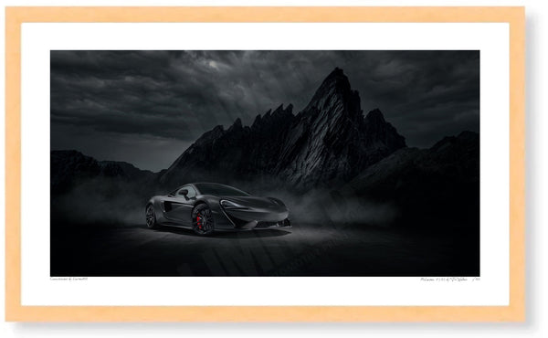 McLaren 570S - S (420 x 244 mm) / Wood Frame (Printed on Fine Art Paper) / No Mount