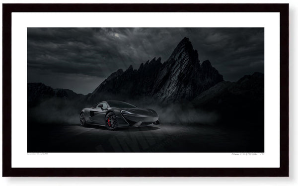 McLaren 570S - S (420 x 244 mm) / Black Wood Frame (Printed on Fine Art Paper) / No Mount
