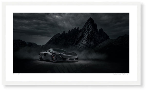 McLaren 570S - S (420 x 244 mm) / White Wood Frame (Printed on Fine Art Paper) / No Mount