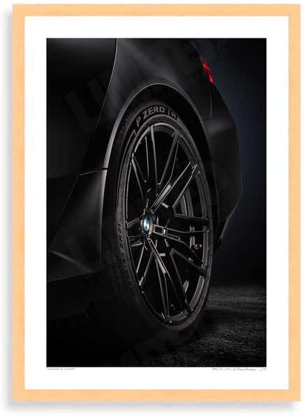 BMW M5 (G90) wheel A3 (297 x 420 mm / 11.7 x 16.5 in) / Wood Frame (Printed on Fine Art Paper) / No Mount