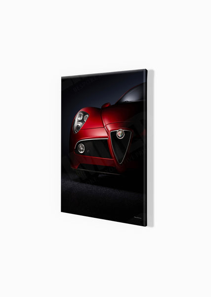 Alfa Romeo 8C Competizione A3 (297 x 420 mm / 11.7 x 16.5 in) / Canvas Print (Mounted on Wood Internal Frame) / No Mount