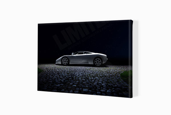 Bugatti EB 110 (side profile) A3 (297 x 420 mm / 11.7 x 16.5 in) / Canvas Print (Mounted on Wood Internal Frame) / No