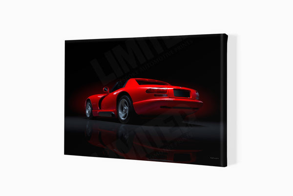 Dodge Viper RT/10 A3 (297 x 420 mm / 11.7 x 16.5 in) / Canvas Print (Mounted on Wood Internal Frame) / No Mount