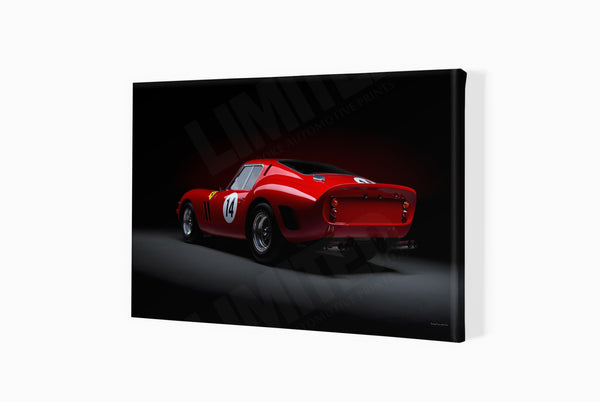 Ferrari 250 GTO (rear) A3 (297 x 420 mm / 11.7 x 16.5 in) / Canvas Print (Mounted on Wood Internal Frame) / No Mount
