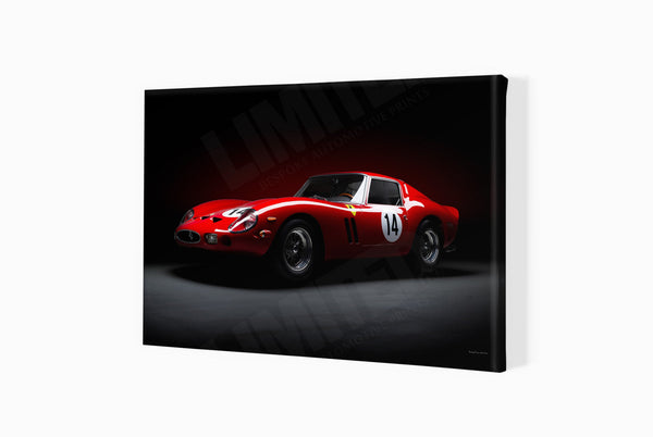 Ferrari 250 GTO (front) A3 (297 x 420 mm / 11.7 x 16.5 in) / Canvas Print (Mounted on Wood Internal Frame) / No Mount