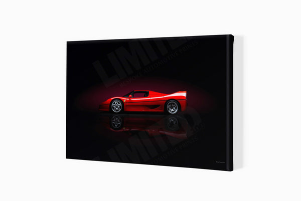 Ferrari F50 (side profile) A3 (297 x 420 mm / 11.7 x 16.5 in) / Canvas Print (Mounted on Wood Internal Frame) / No Mount