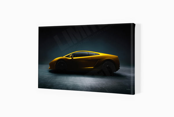 Lamborghini Gallardo (side profile) - S (257 x 420 mm) / Canvas Print (Mounted on Wood Internal Frame) / No Mount
