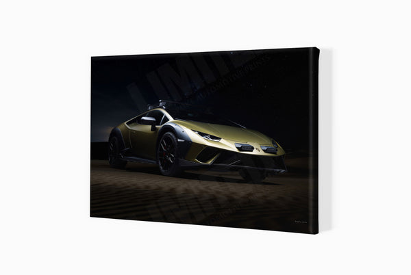 Lamborghini Huracán Sterrato A3 (297 x 420 mm / 11.7 x 16.5 in) / Canvas Print (Mounted on Wood Internal Frame) / No