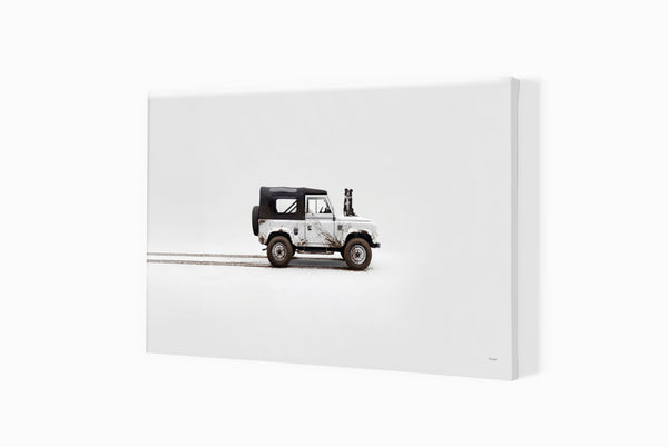 Millie and her Land Rover S (420 x 256 mm) / Canvas Print (Mounted on Wood Internal Frame) / No Mount