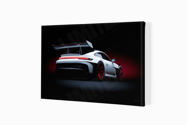 Porsche 911 GT3 RS (992) A3 (297 x 420 mm / 11.7 x 16.5 in) / Canvas Print (Mounted on Wood Internal Frame) / No Mount