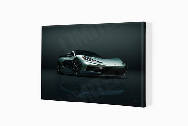 Rimac Nevera R A3 (297 x 420 mm / 11.7 x 16.5 in) / Canvas Print (Mounted on Wood Internal Frame) / No Mount