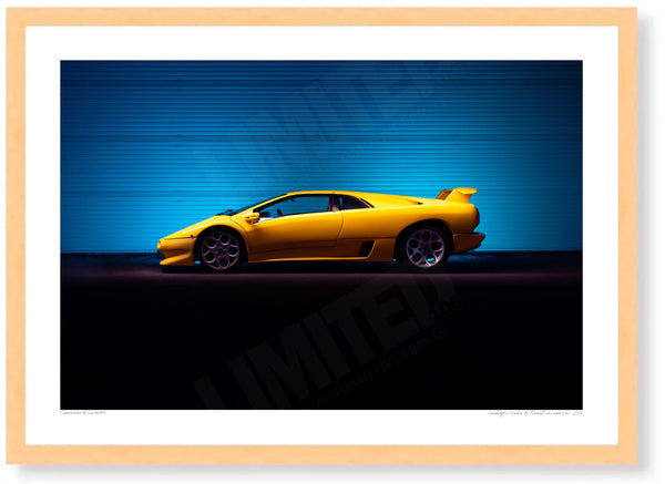 Lamborghini Diablo A3 (297 x 420 mm / 11.7 x 16.5 in) / Wood Frame (Printed on Fine Art Paper) / No Mount