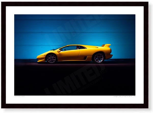 Lamborghini Diablo A3 (297 x 420 mm / 11.7 x 16.5 in) / Black Wood Frame (Printed on Fine Art Paper) / No Mount