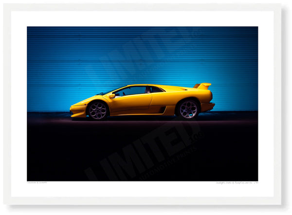 Lamborghini Diablo A3 (297 x 420 mm / 11.7 x 16.5 in) / White Wood Frame (Printed on Fine Art Paper) / No Mount