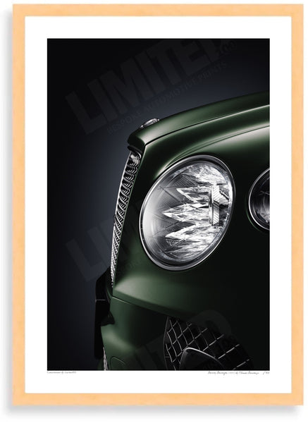 Bentley Bentayga (detail) - A3 (297 x 420 mm / 11.7 x 16.5 in) / Wood Frame (Printed on Fine Art Paper) / No Mount