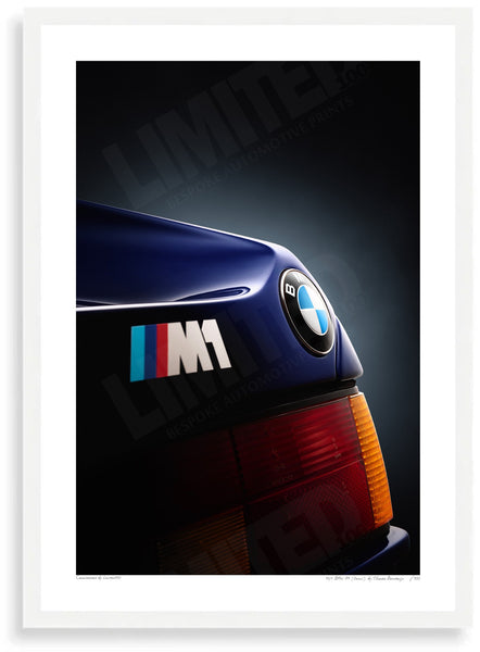 1979 BMW M1 (detail) - A3 (297 x 420 mm / 11.7 x 16.5 in) / White Wood Frame (Printed on Fine Art Paper) / No Mount