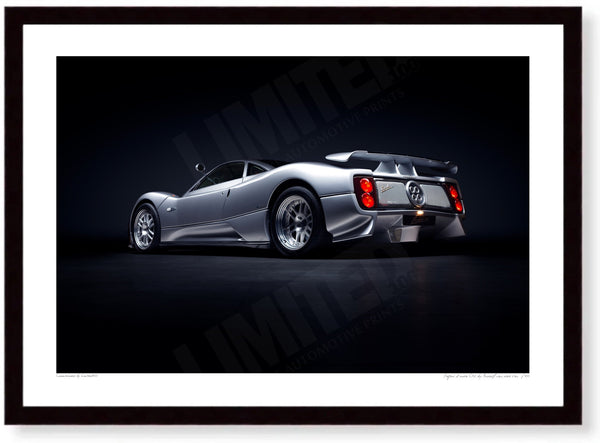 Pagani Zonda C12 A3 (297 x 420 mm / 11.7 x 16.5 in) / Black Wood Frame (Printed on Fine Art Paper) / No Mount