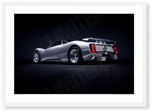 Pagani Zonda C12 A3 (297 x 420 mm / 11.7 x 16.5 in) / White Wood Frame (Printed on Fine Art Paper) / No Mount