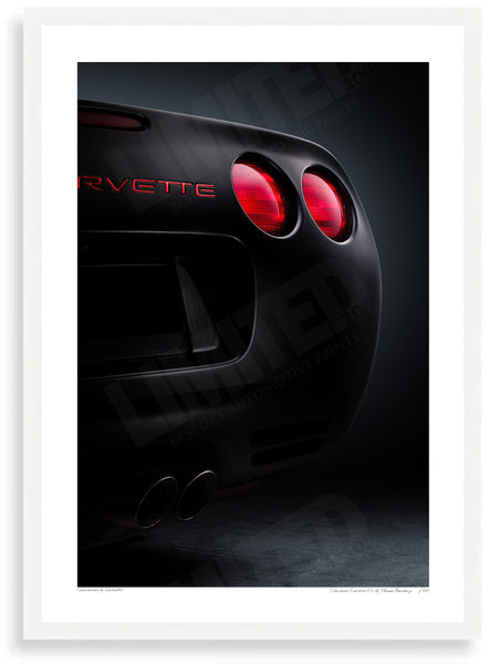 Chevrolet Corvette C5 - A3 (297 x 420 mm / 11.7 x 16.5 in) / White Wood Frame (Printed on Fine Art Paper) / No Mount