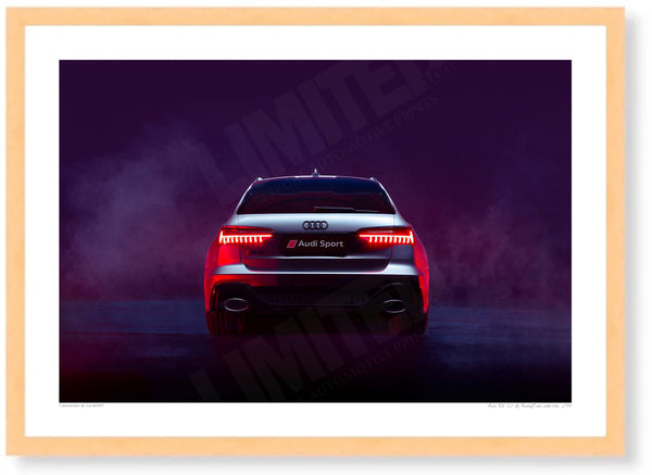 Audi RS6 C8 A3 (297 x 420 mm / 11.7 x 16.5 in) / Wood Frame (Printed on Fine Art Paper) / No Mount