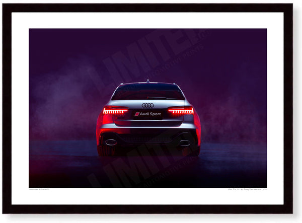 Audi RS6 C8 A3 (297 x 420 mm / 11.7 x 16.5 in) / Black Wood Frame (Printed on Fine Art Paper) / No Mount
