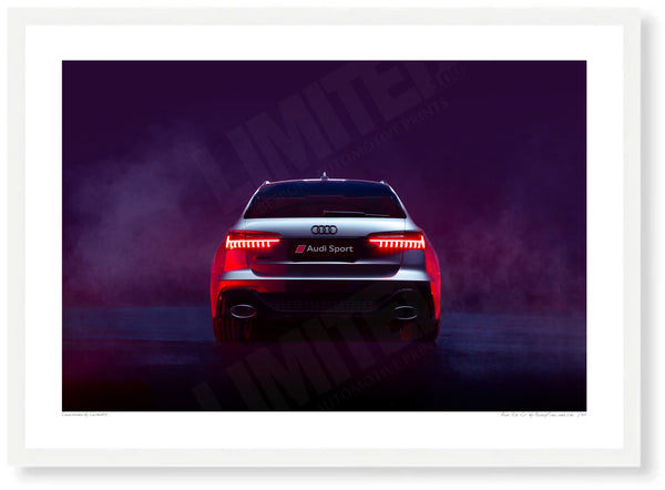 Audi RS6 C8 A3 (297 x 420 mm / 11.7 x 16.5 in) / White Wood Frame (Printed on Fine Art Paper) / No Mount