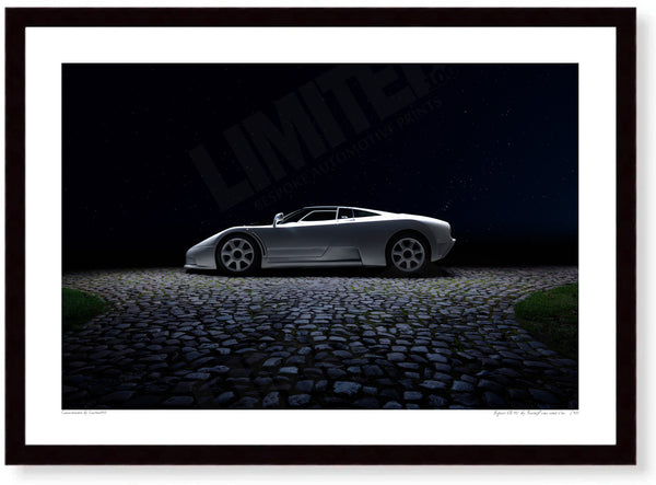 Bugatti EB 110 (side profile) A3 (297 x 420 mm / 11.7 x 16.5 in) / Black Wood Frame (Printed on Fine Art Paper) / No