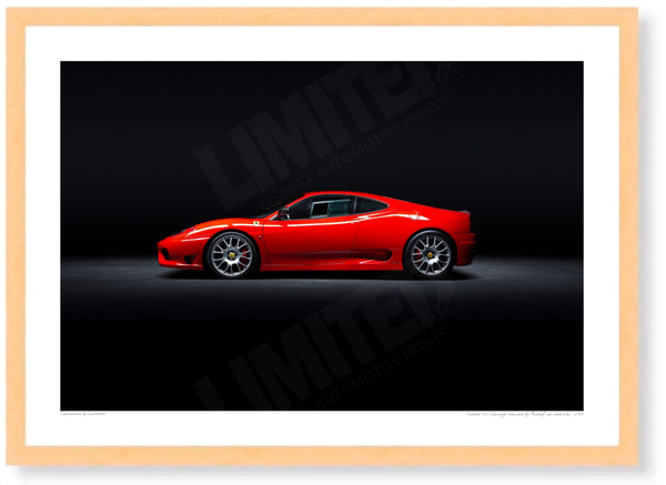 Ferrari 360 Challenge Stradale A3 (297 x 420 mm / 11.7 x 16.5 in) / Wood Frame (Printed on Fine Art Paper) / No Mount