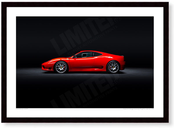 Ferrari 360 Challenge Stradale A3 (297 x 420 mm / 11.7 x 16.5 in) / Black Wood Frame (Printed on Fine Art Paper) / No