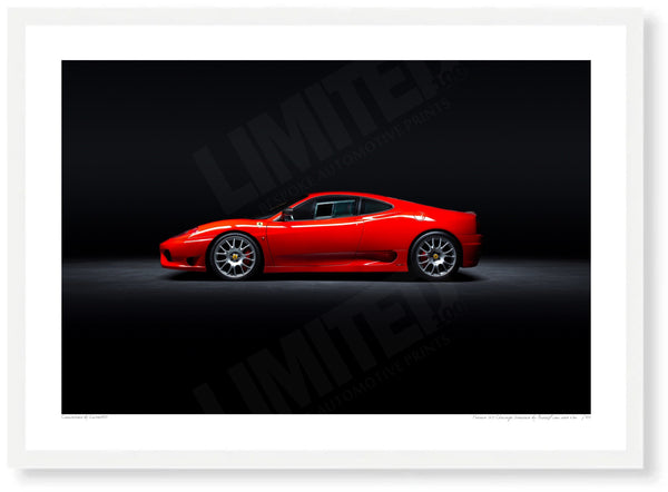 Ferrari 360 Challenge Stradale A3 (297 x 420 mm / 11.7 x 16.5 in) / White Wood Frame (Printed on Fine Art Paper) / No