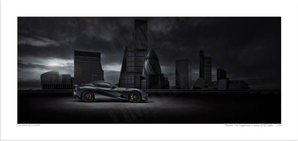Ferrari 812 Competizione in London S (199 x 420 mm / 11.7 x 16.5 in) / Print-Only (Fine Art Paper) / No Mount