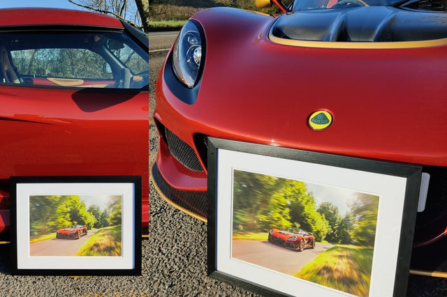 framed pictures of sports cars and supercars