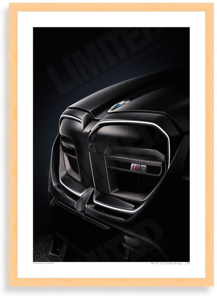 BMW M5 (G90) A3 (297 x 420 mm / 11.7 x 16.5 in) / Wood Frame (Printed on Fine Art Paper) / No Mount
