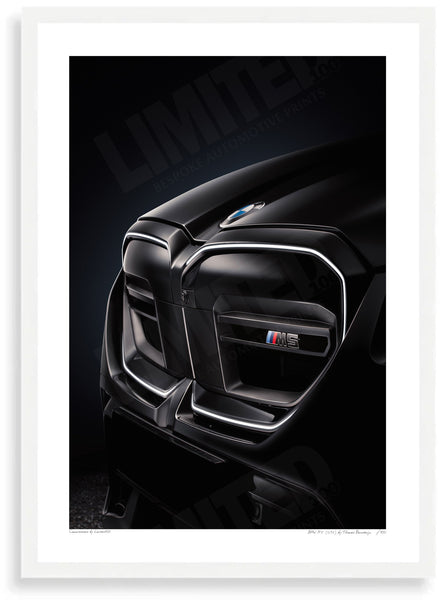 BMW M5 (G90) A3 (297 x 420 mm / 11.7 x 16.5 in) / White Wood Frame (Printed on Fine Art Paper) / No Mount