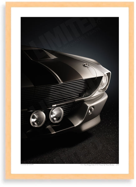 1967 Ford Mustang Shelby GT500 ’Eleanor’ - A3 (297 x 420 mm / 11.7 x 16.5 in) / Wood Frame (Printed on Fine Art Paper)