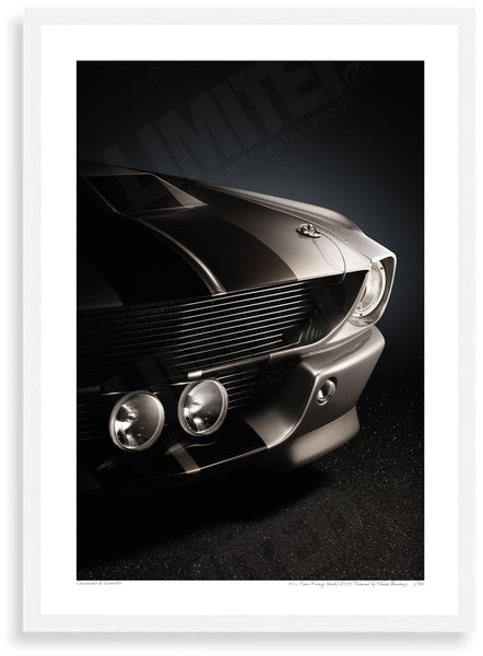 1967 Ford Mustang Shelby GT500 ’Eleanor’ - A3 (297 x 420 mm / 11.7 x 16.5 in) / White Wood Frame (Printed on Fine Art