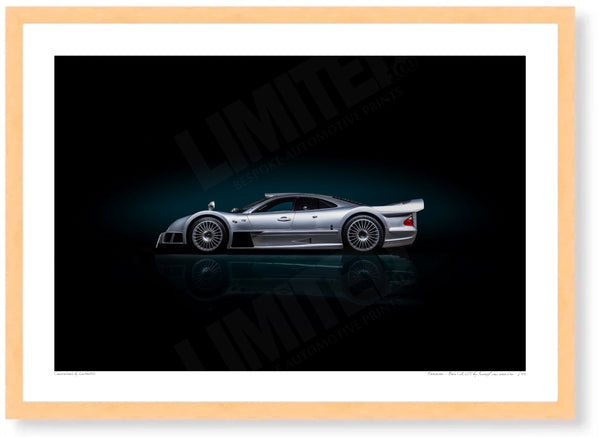Mercedes-Benz CLK GTR A3 (297 x 420 mm / 11.7 x 16.5 in) / Wood Frame (Printed on Fine Art Paper) / No Mount