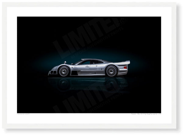 Mercedes-Benz CLK GTR A3 (297 x 420 mm / 11.7 x 16.5 in) / White Wood Frame (Printed on Fine Art Paper) / No Mount