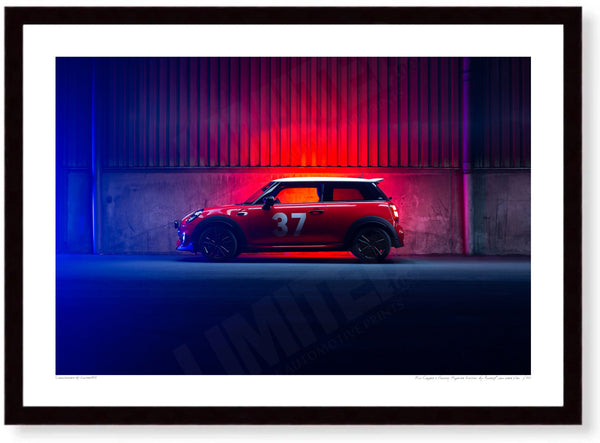 MINI Cooper S Paddy Hopkirk Special Edition A3 (297 x 420 mm / 11.7 x 16.5 in) / Black Wood Frame (Printed on Fine Art