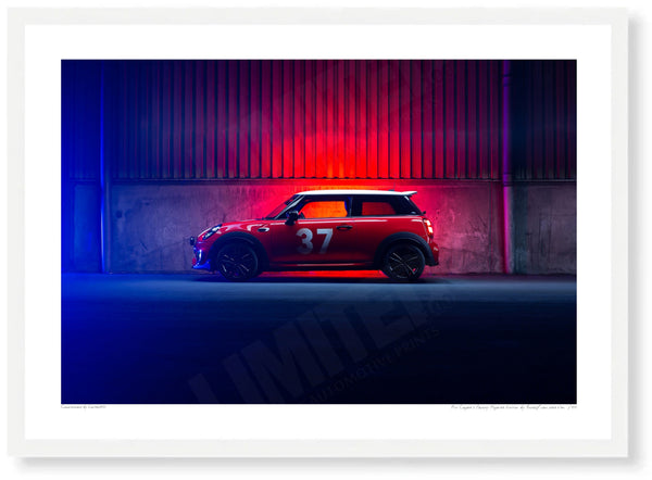 MINI Cooper S Paddy Hopkirk Special Edition A3 (297 x 420 mm / 11.7 x 16.5 in) / White Wood Frame (Printed on Fine Art