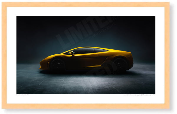 Lamborghini Gallardo (side profile) - S (257 x 420 mm) / Wood Frame (Printed on Fine Art Paper) / No Mount