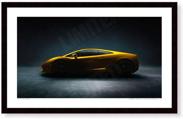 Lamborghini Gallardo (side profile) - S (257 x 420 mm) / Black Wood Frame (Printed on Fine Art Paper) / No Mount