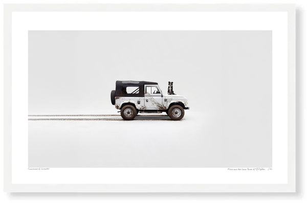 Millie and her Land Rover S (420 x 256 mm) / White Wood Frame (Printed on Fine Art Paper) / No Mount