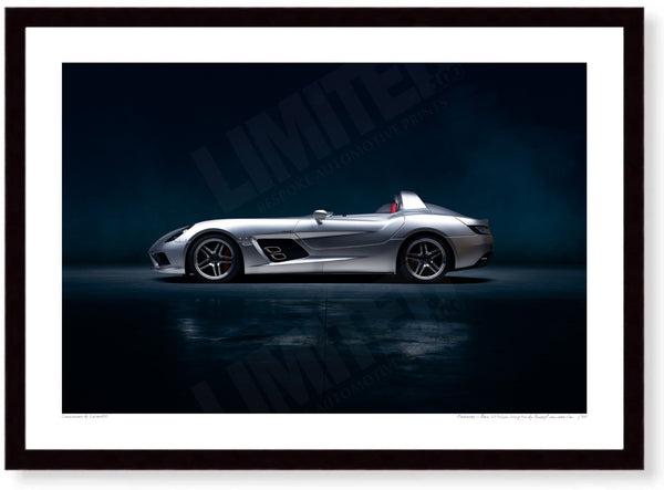 Mercedes-Benz SLR McLaren Stirling Moss A3 (297 x 420 mm / 11.7 x 16.5 in) / Black Wood Frame (Printed on Fine Art
