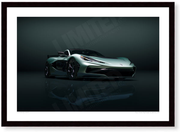 Rimac Nevera R A3 (297 x 420 mm / 11.7 x 16.5 in) / Black Wood Frame (Printed on Fine Art Paper) / No Mount