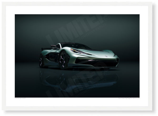 Rimac Nevera R A3 (297 x 420 mm / 11.7 x 16.5 in) / White Wood Frame (Printed on Fine Art Paper) / No Mount