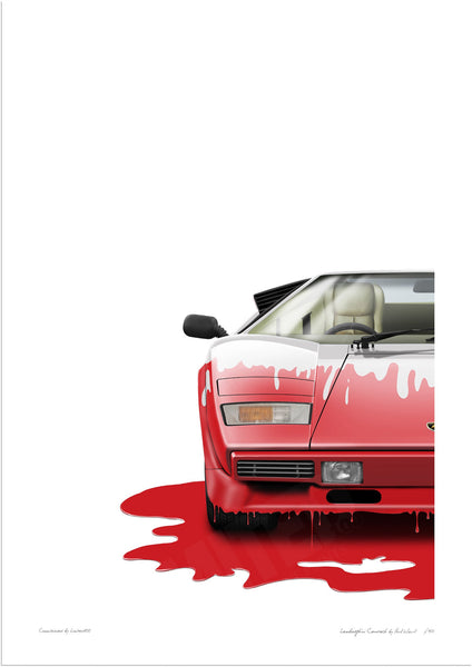 Lamborghini Countach (white red) A3 (297 x 420 mm / 11.7 x 16.5 in) / Print-Only (Fine Art Paper) / No Mount