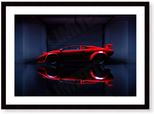 Lamborghini Countach (side profile) A3 (297 x 420 mm / 11.7 x 16.5 in) / Black Wood Frame (Printed on Fine Art Paper)
