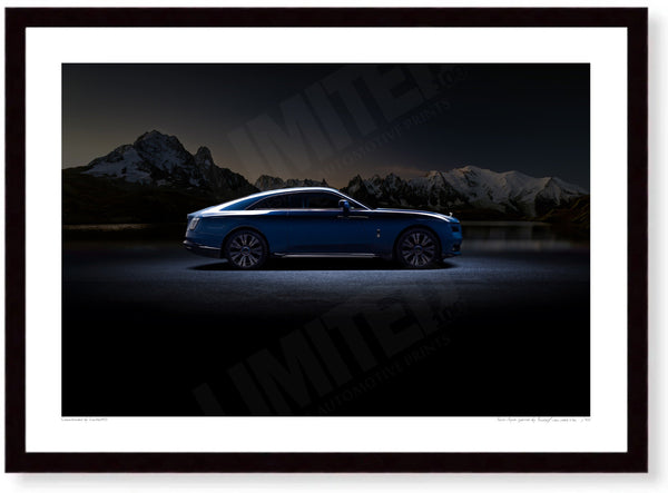 Rolls-Royce Spectre A3 (297 x 420 mm / 11.7 x 16.5 in) / Black Wood Frame (Printed on Fine Art Paper) / No Mount